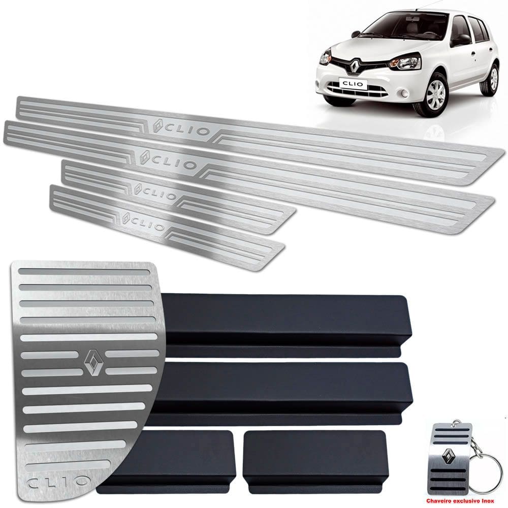Soleiras + Descanso Renault Clio 2013/2019 Prata AR 4 portas