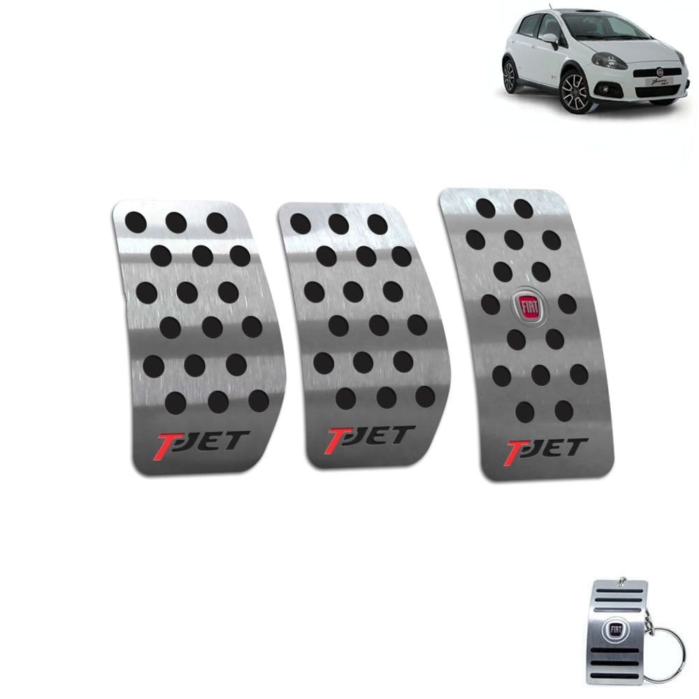 Pedaleira Manual Aço Inox Fiat Punto T-Jet 2007 A 2012 Preto