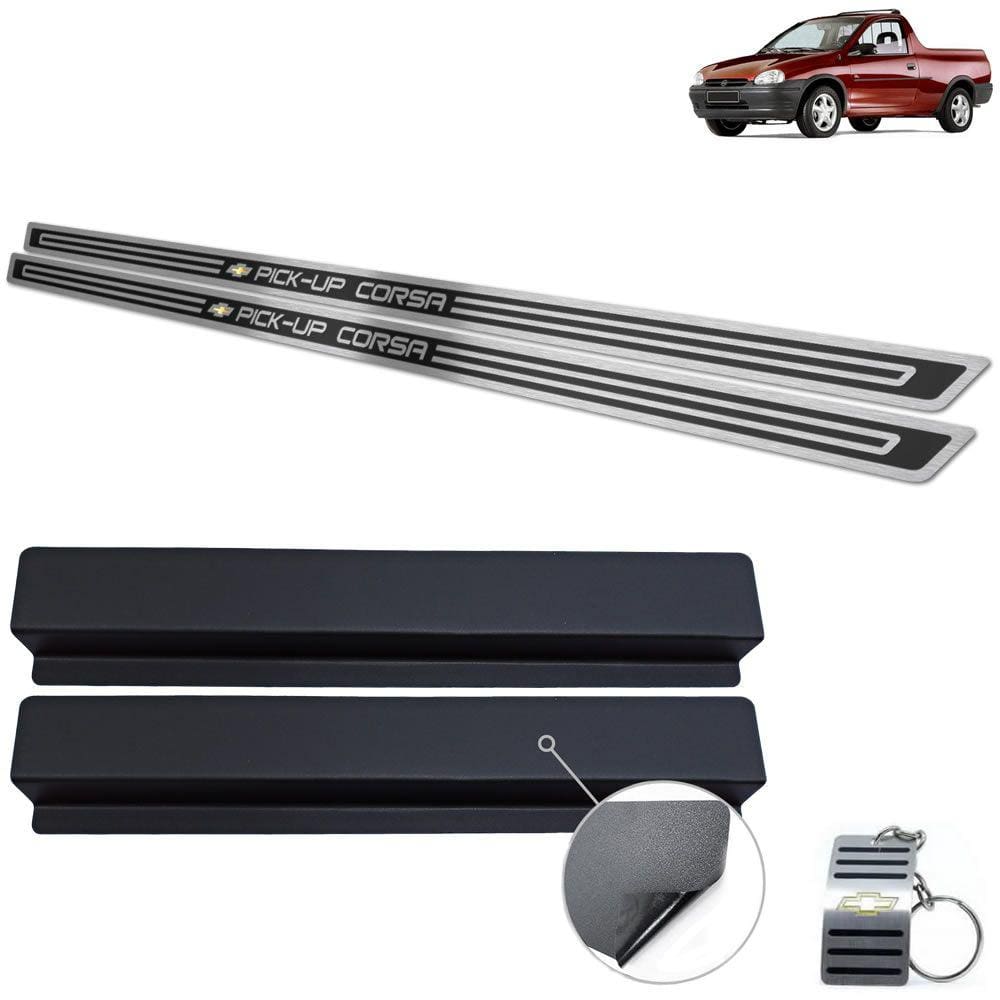 Soleira De Porta Preto Alto Relevo Chevrolet Pick-Up Corsa