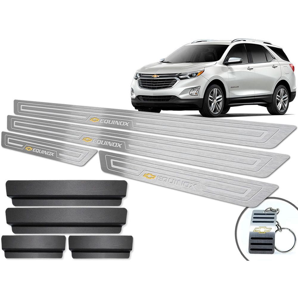 Soleira Com Vinil Chevrolet Equinox Prata Baixo Relevo