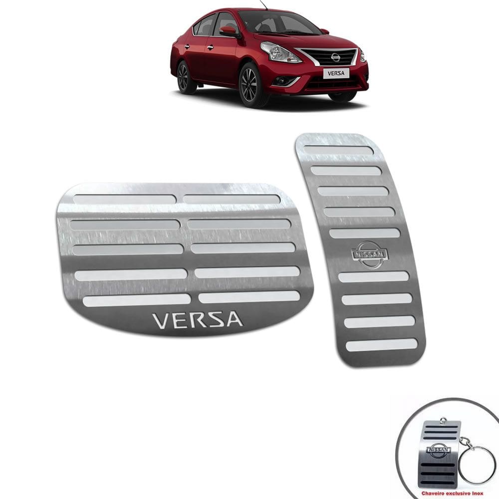 Pedaleiras Aço Inox Nissan Versa 2012/2014 Automático Prata