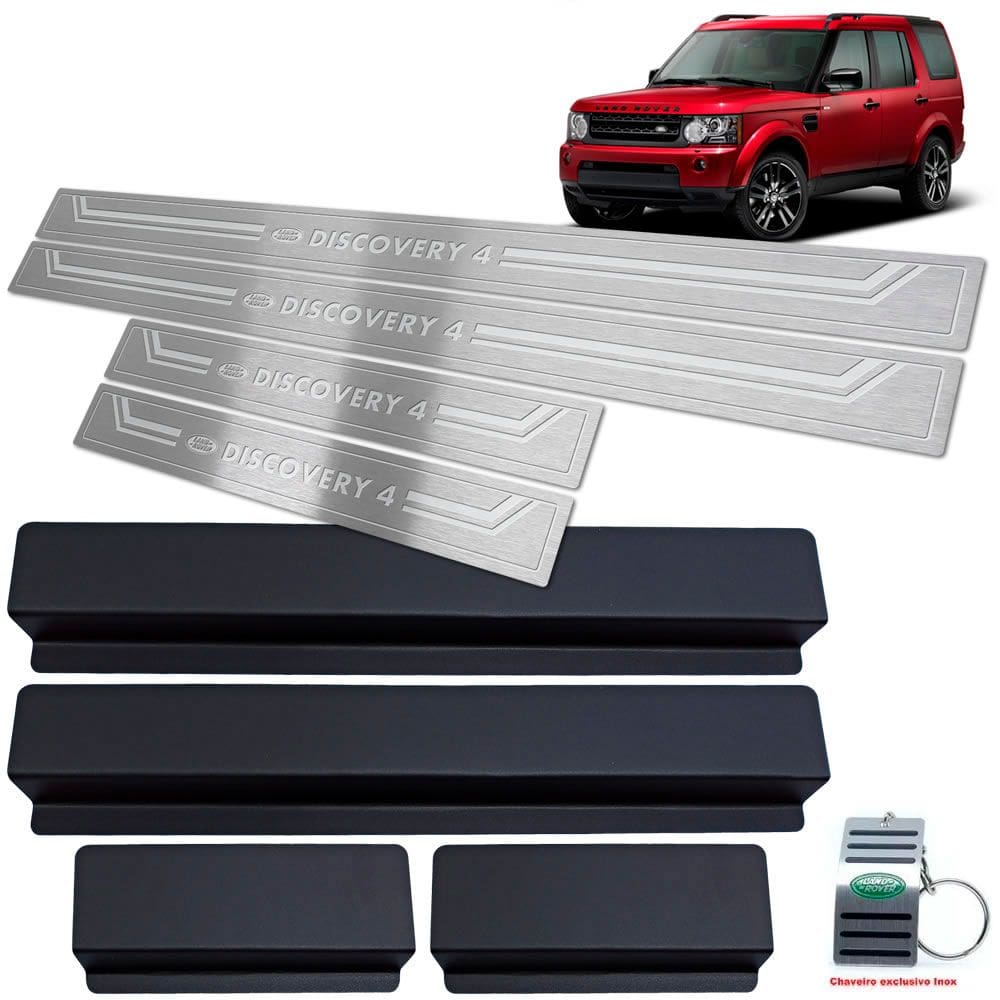 Soleira Em Aço Inox Discovery 4 2009/2016 Prata Baixo Relevo