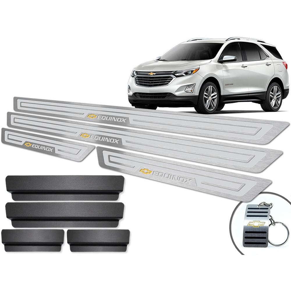 Soleira Com Vinil Chevrolet Equinox Prata Alto Relevo