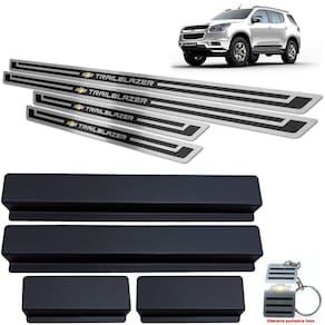 Soleiras Aço Inox Chevrolet Trailblazer Preto Alto Relevo