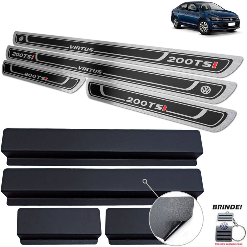 Soleiras Virtus 200 Tsi 2018 A 2020 Vinil Preto Alto Relevo