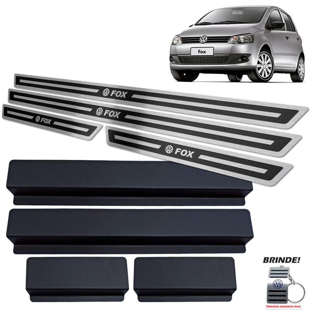 Soleiras Em Aço Inox Preto Alto Relevo Fox 2004 A 2013