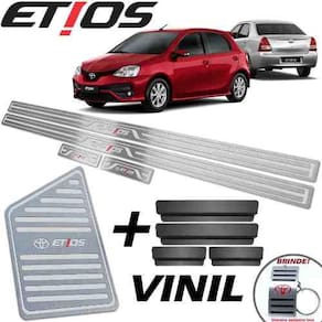 Soleiras + Descanso Toyota Etios 13 a 19 Prata Baixo Relevo