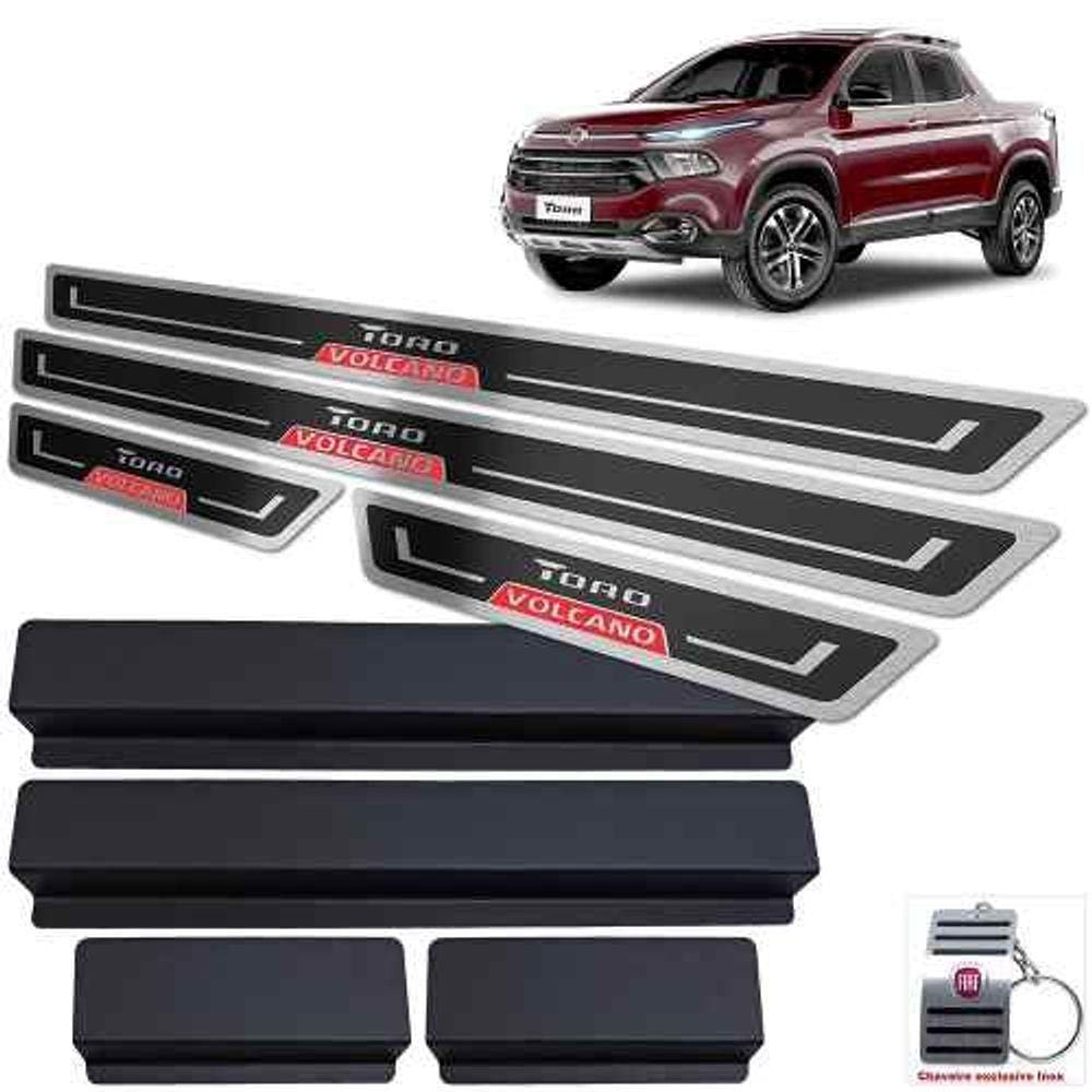 Soleiras Alto Relevo Fiat Toro Volcano 2016 a 2021 Preto