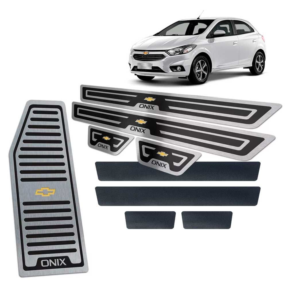 Descanso + Soleira Vinil Onix 2013/2019 Preto Alto Relevo