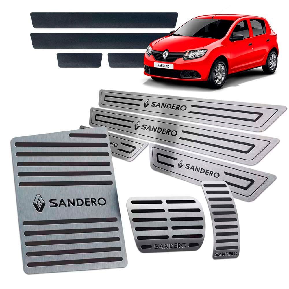 Soleira + Pedaleira + Descanso Sandero 2014/2019 Aut Preto