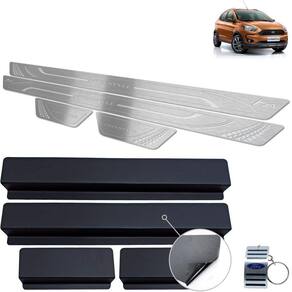 Soleira Aço Inox Ford Ka Freestyle Prata Baixo Relevo