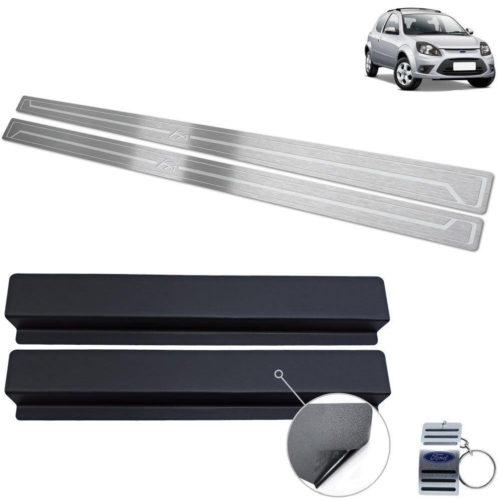 Soleira Ford Ka 2008 A 2013 Aço Inox Prata Baixo Relevo