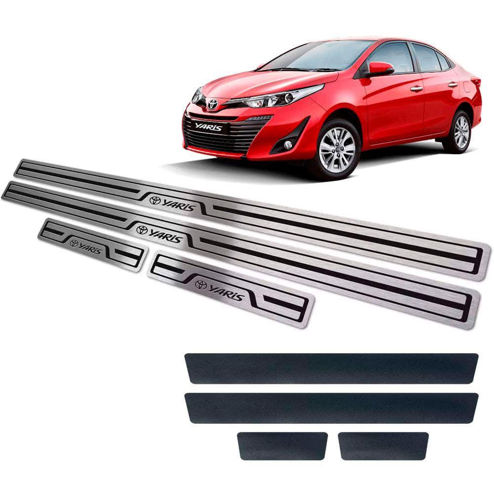 Soleiras Baixo Relevo Toyota Yaris 2018 2019 + Vinil Preto