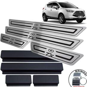 Soleiras Jac T5 2016 A 2019 Com Vinil Preto Baixo Relevo