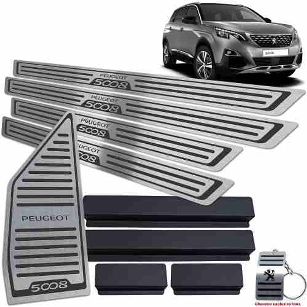 Soleira Com Vinil E Descanso Peugeot 5008 Preto Baixo Relevo