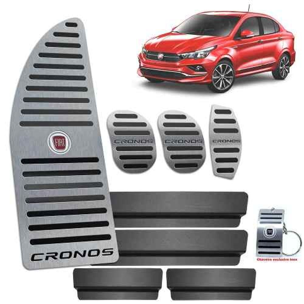 Pedaleiras Manual + Descanso Fiat Cronos Preto + Vinil