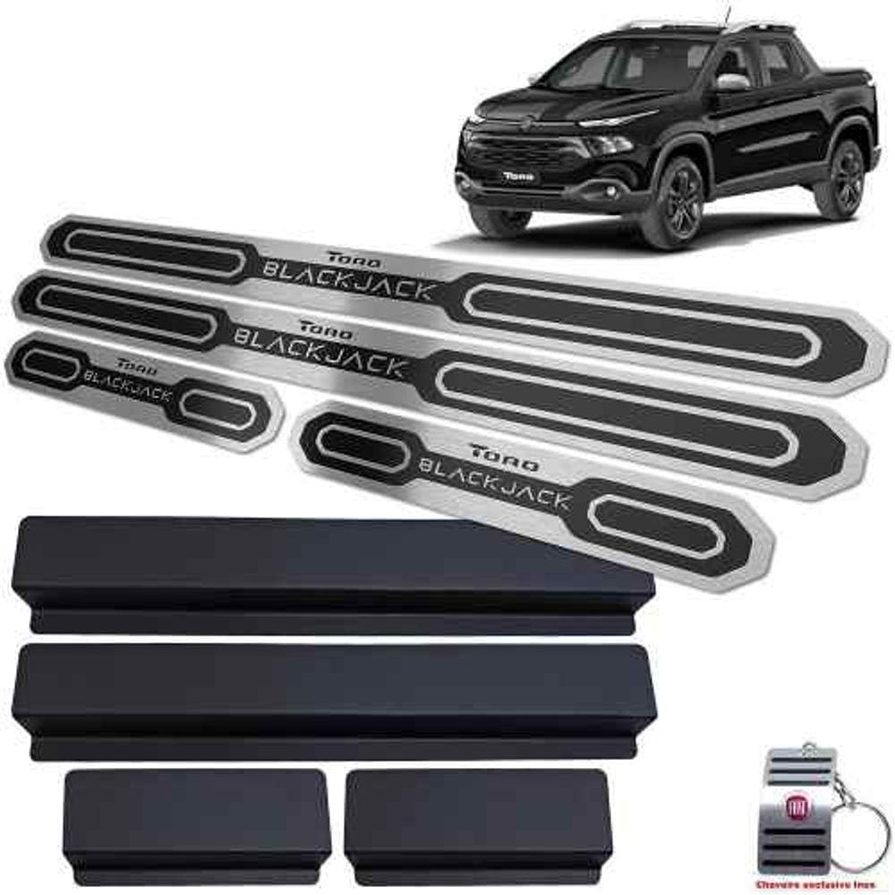 Soleiras Com Vinil Fiat Toro Blackjack Preto Alto Relevo