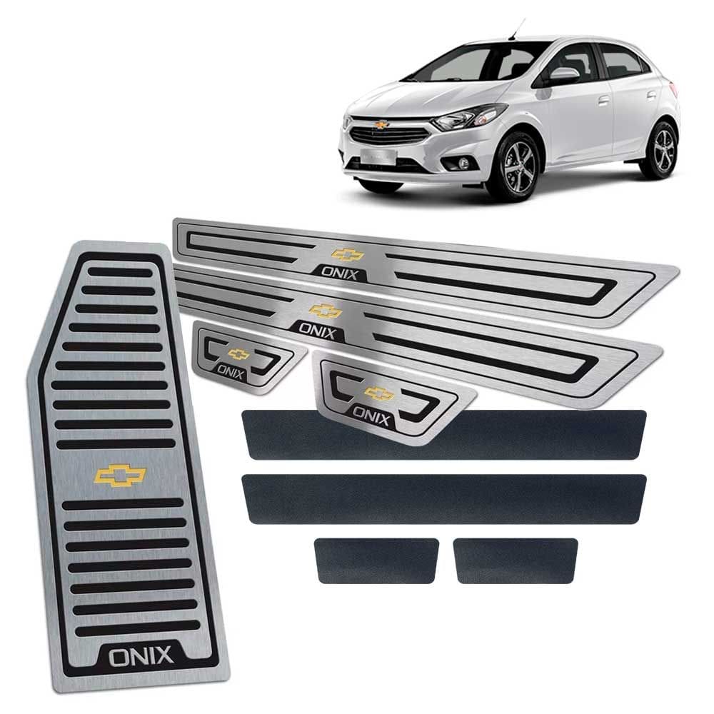 Descanso + Soleiras + Vinil Chevrolet Onix 2013/2019 Preto