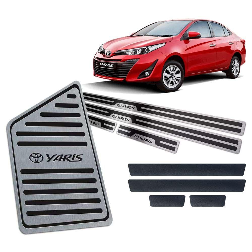 Soleira Vinil + Descanso Toyota Yaris 2018 2019 Preto Relevo