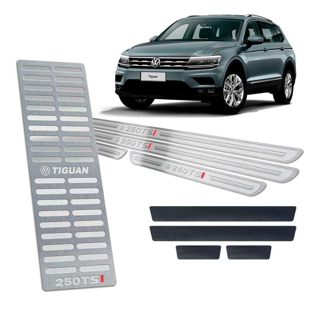 Descanso Soleira Vinil Tiguan 250 Tsi 2018/2020 Prata Relevo