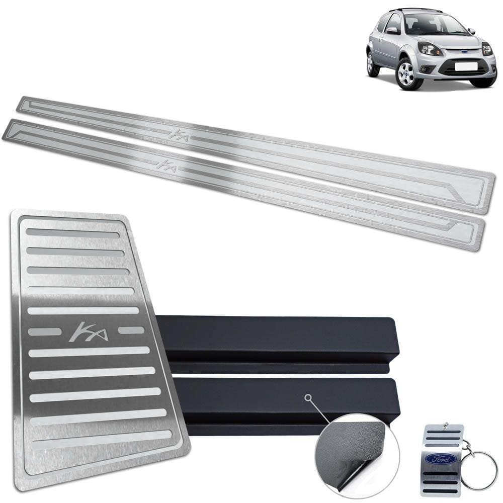 Descanso Soleira Ford Ka 2008 A 2013 Prata Alto Relevo