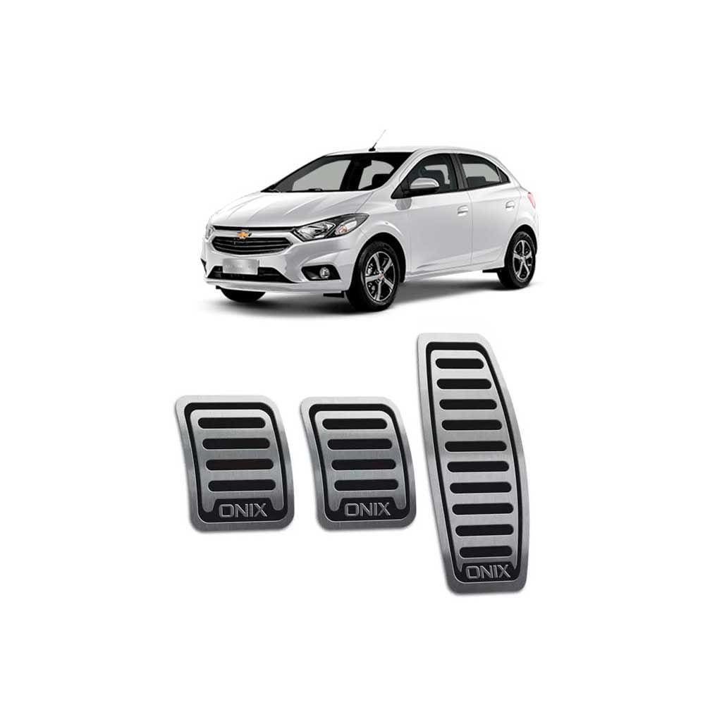 Pedaleira Chevrolet Onix 2013/2019 Aço Inox Manual Preto