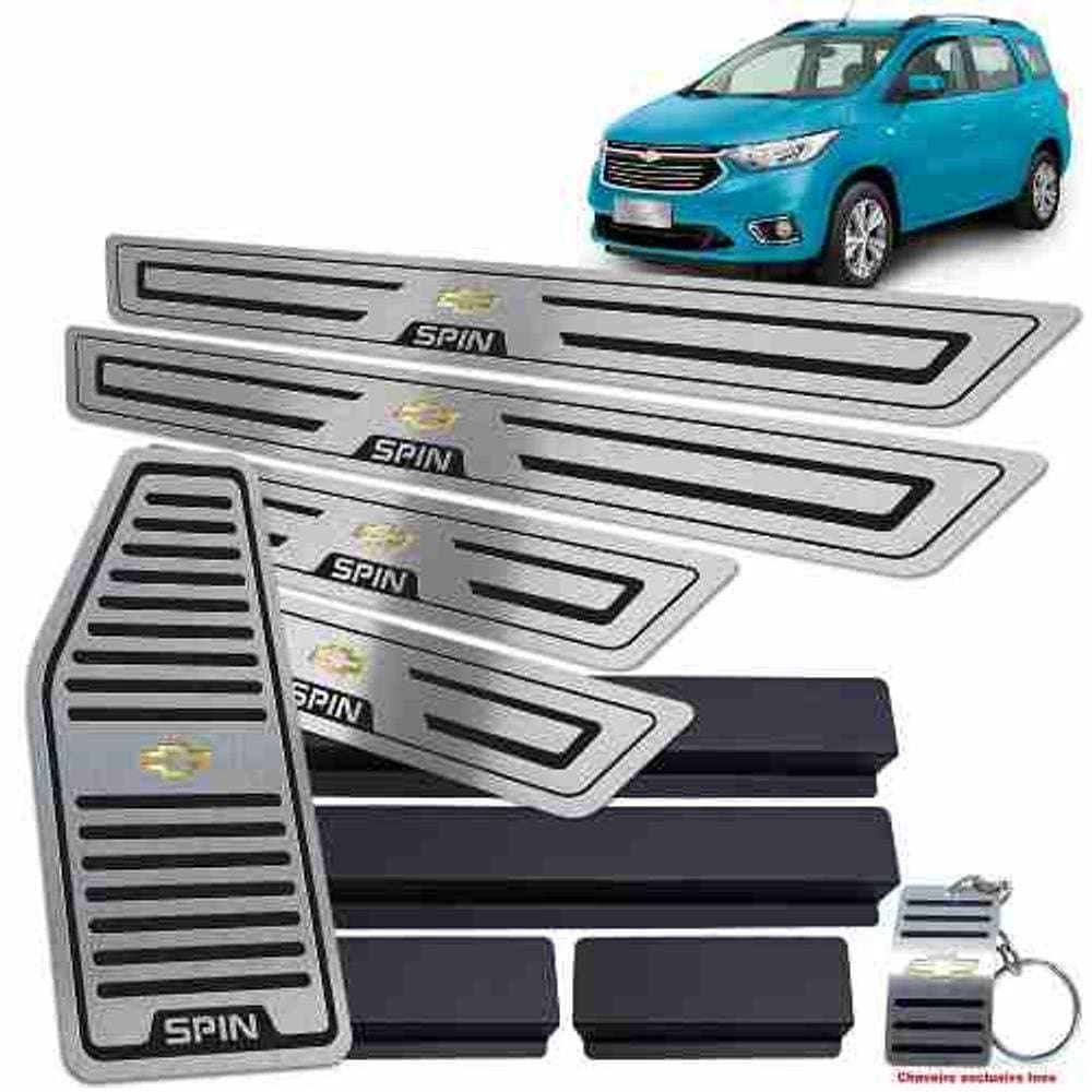 Descanso + Soleira Vinil Chevrolet Spin Preto Baixo Relevo