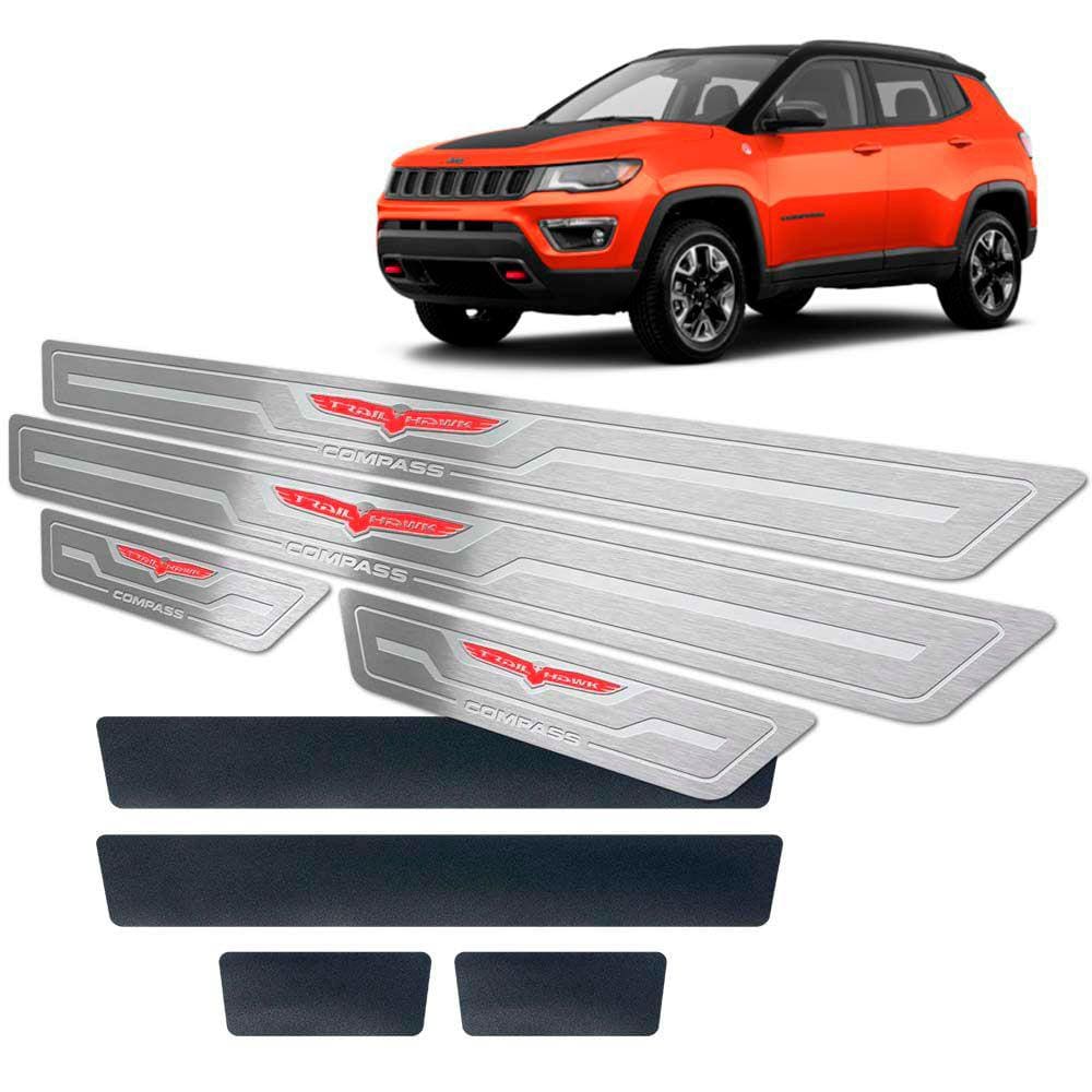 Soleiras Com Vinil Jeep Compass Trailhawk Prata
