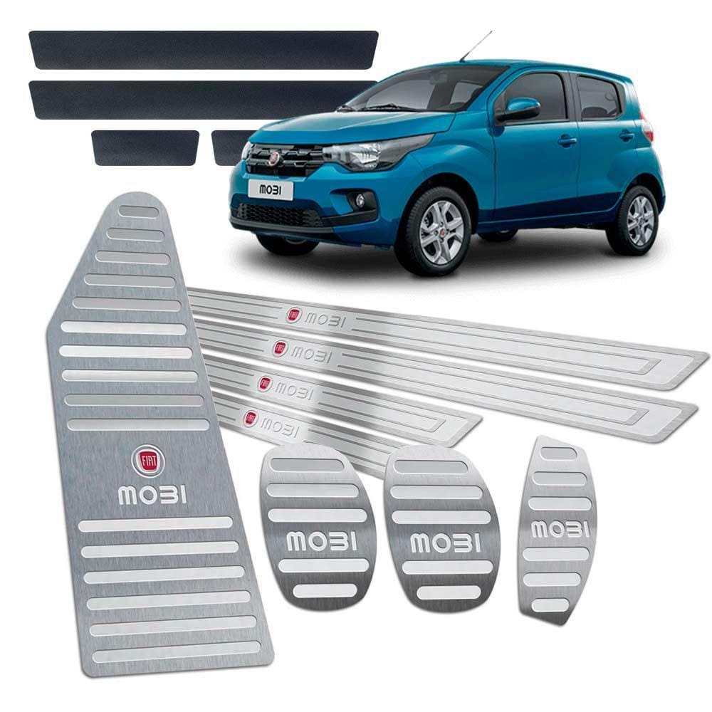 Pedaleira Descanso Soleira Mobi 2017/19 Manual Prata Relevo