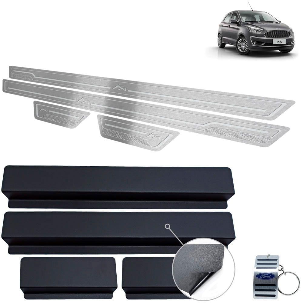 Soleira Aço Inox Ford Ka Titanium Prata Baixo Relevo