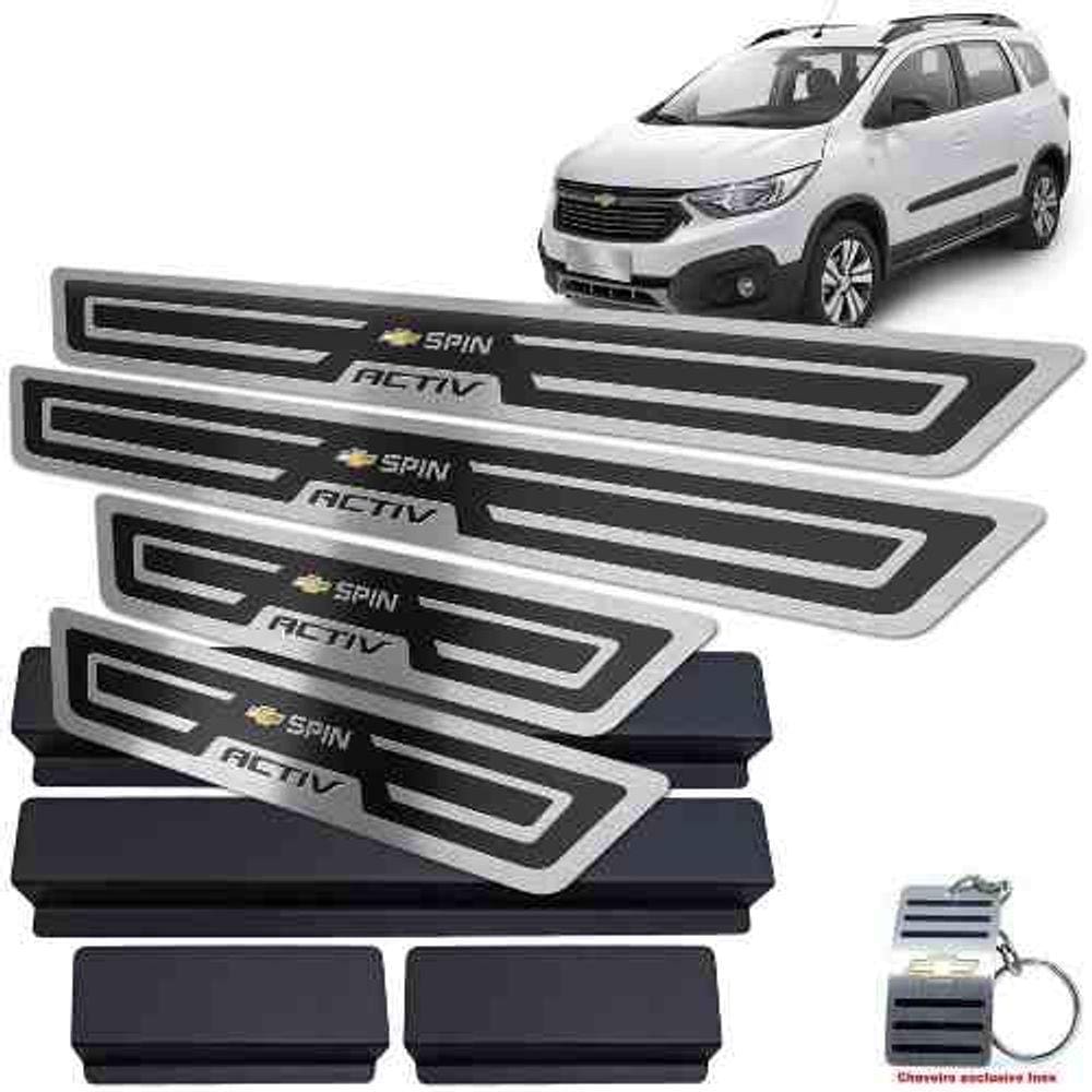 Soleiras Chevrolet Spin Activ Com Vinil Preto Alto Relevo