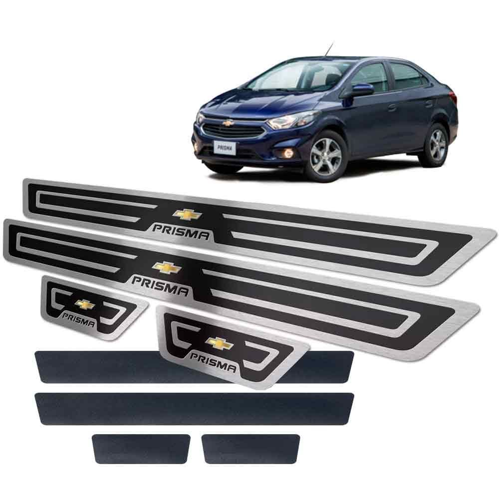 Soleira + Vinil Chevrolet Prisma 2013/2019 Preto Alto Relevo