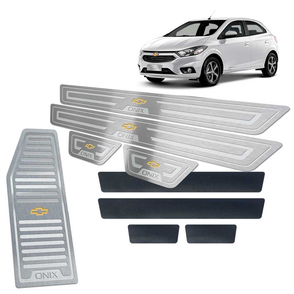 Descanso + Soleiras + Vinil Chevrolet Onix 2013/2019 Prata
