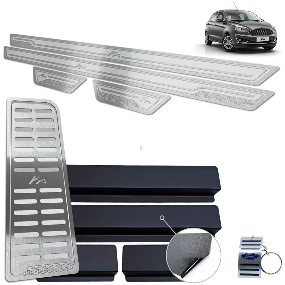 Descanso Soleira Inox Ford Ka Titanium Prata Alto Relevo