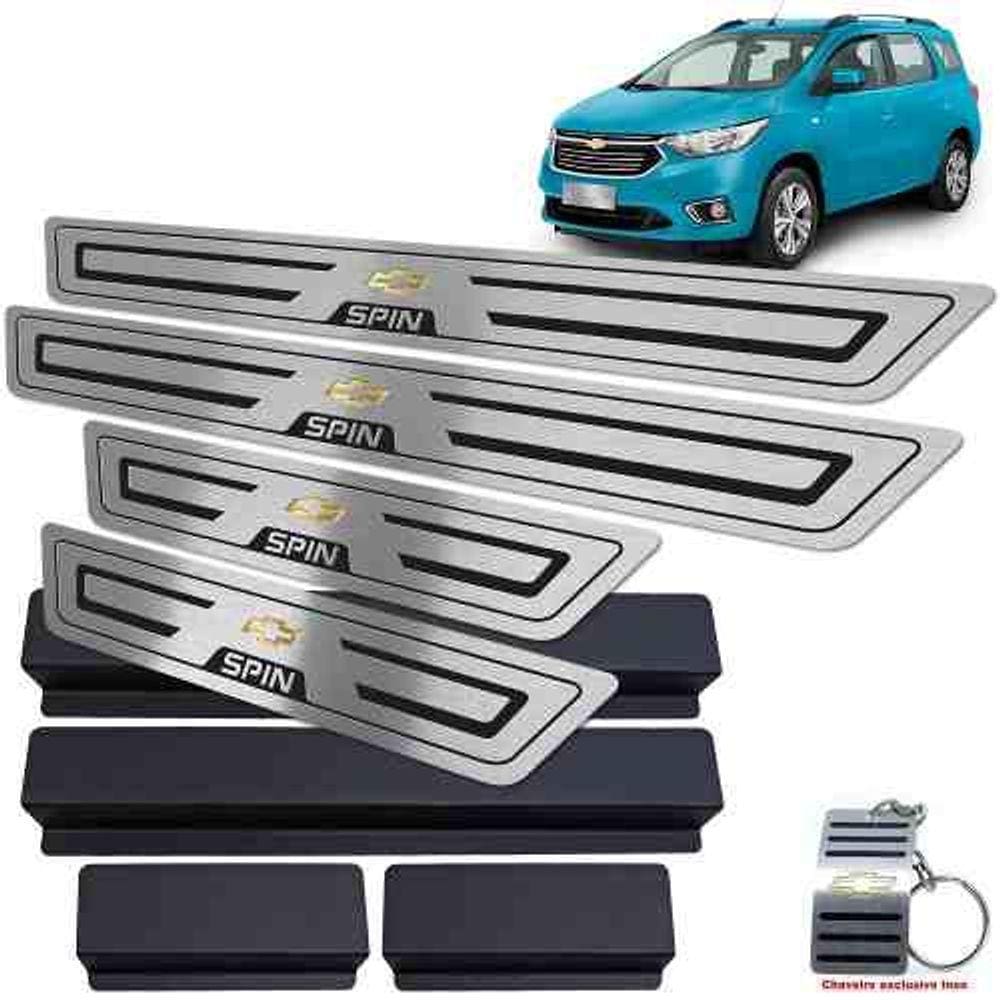Soleiras Chevrolet Spin Com Vinil Preto Baixo Relevo