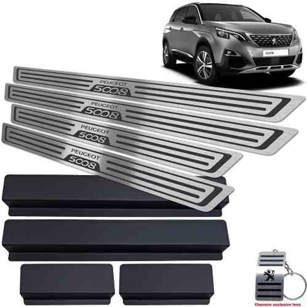 Soleiras Com Vinil Peugeot 5008 Preto Baixo Relevo