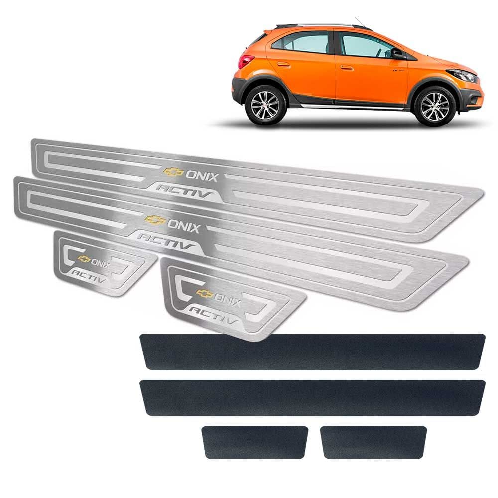 Soleiras Com Vinil Prata Chevrolet Onix Activ 2017/2019