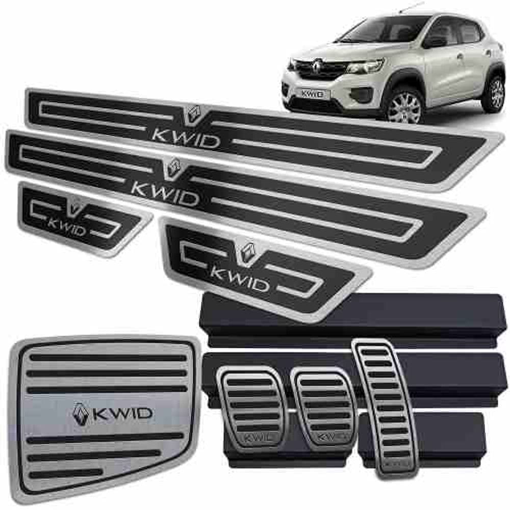 Soleira Pedaleira Descanso Kwid 2018/2020 Preto Alto Relevo