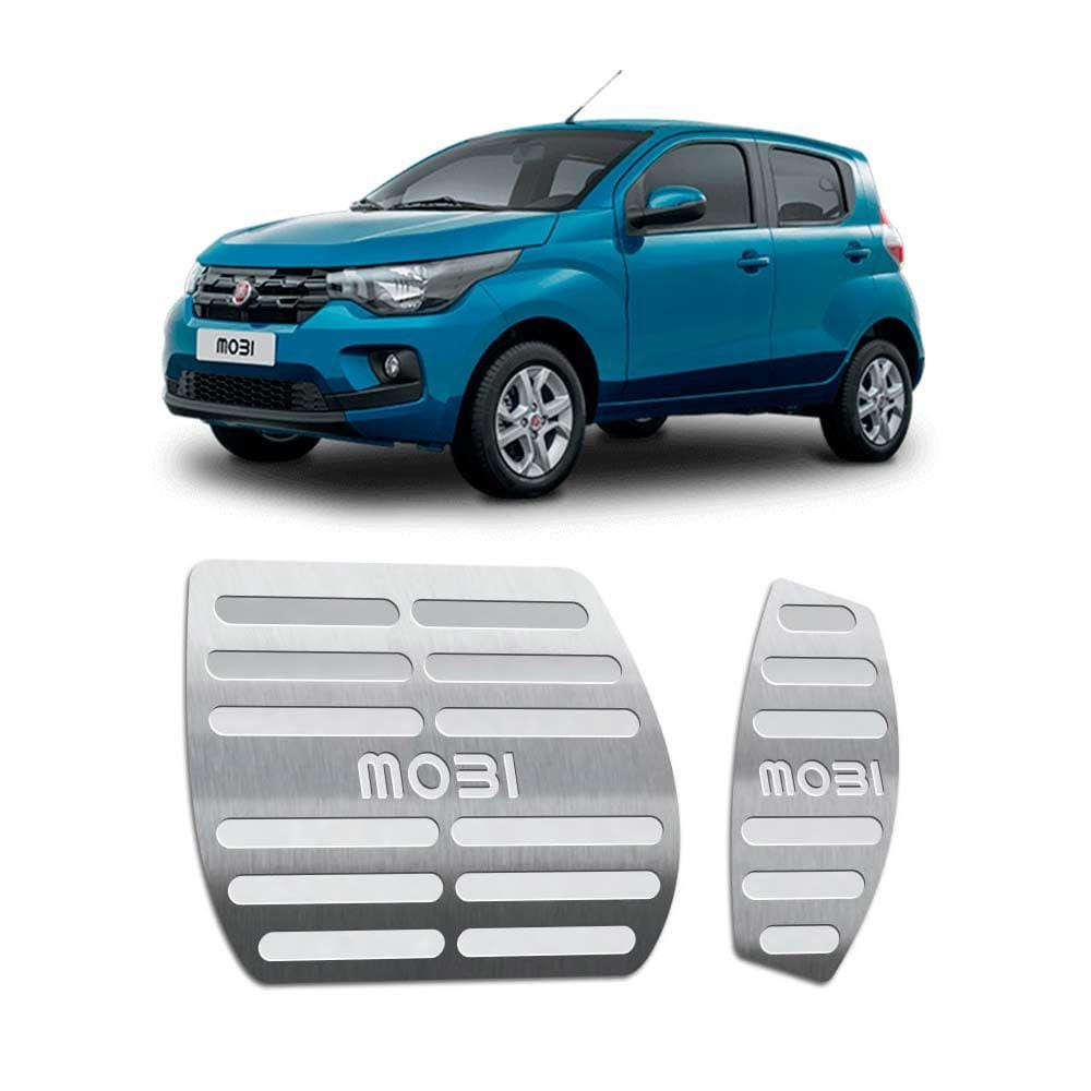 Pedaleira Automático Mobi 2017/2019 Em Aço Inox Prata