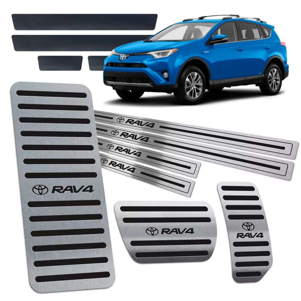 Toyota Rav4 2013/2019 Soleiras Pedaleiras Descanso Preto
