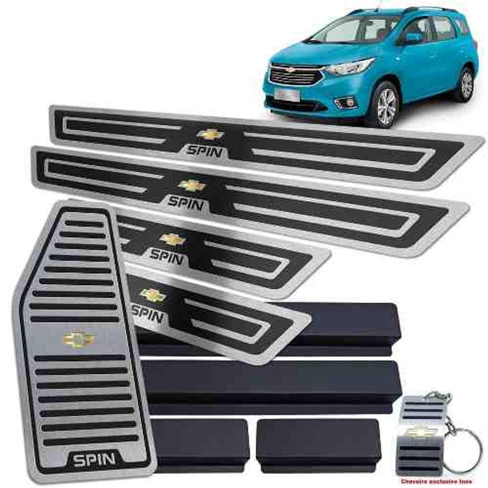 Descanso + Soleira Vinil Chevrolet Spin Preto Alto Relevo