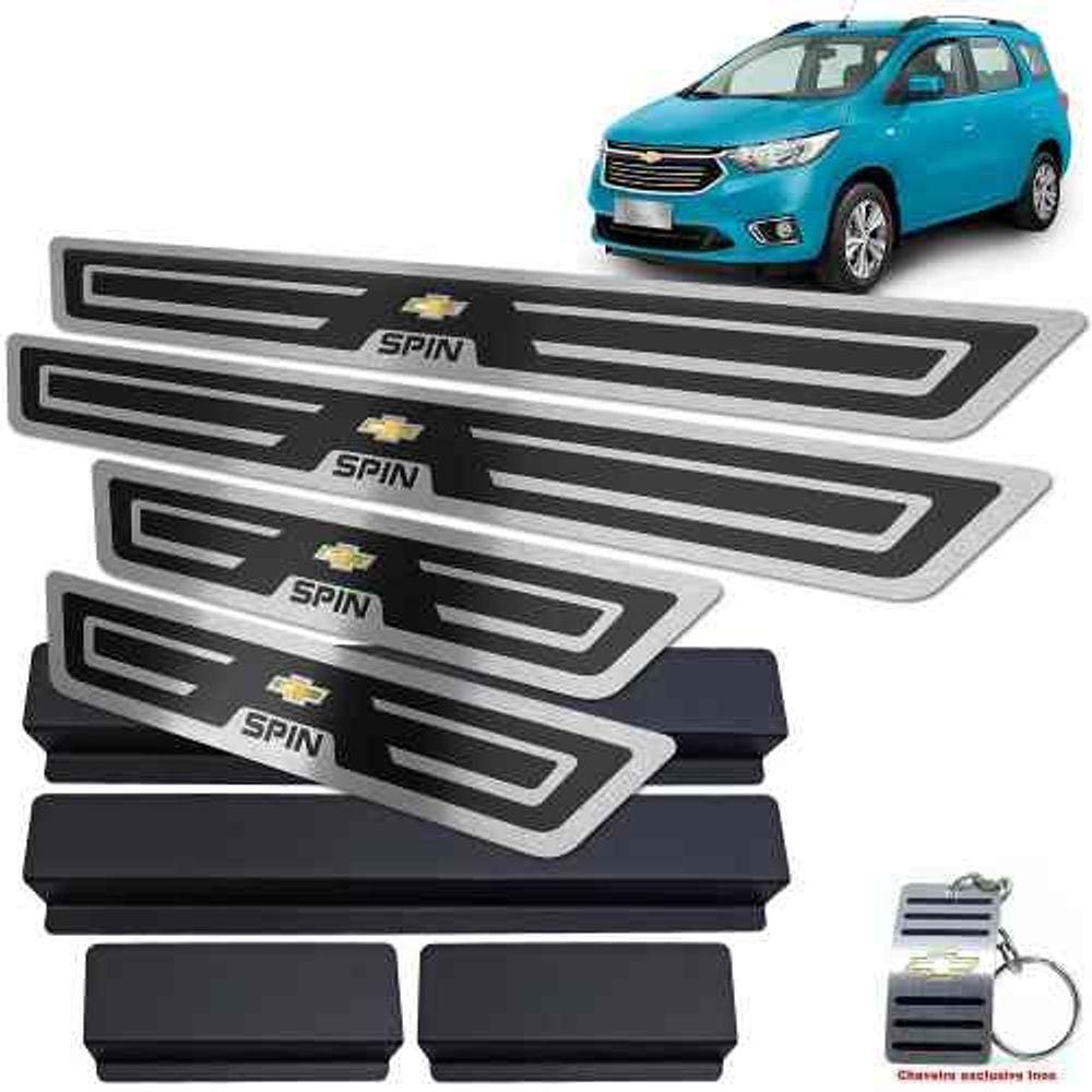 Soleiras Chevrolet Spin Com Vinil Preto Alto Relevo