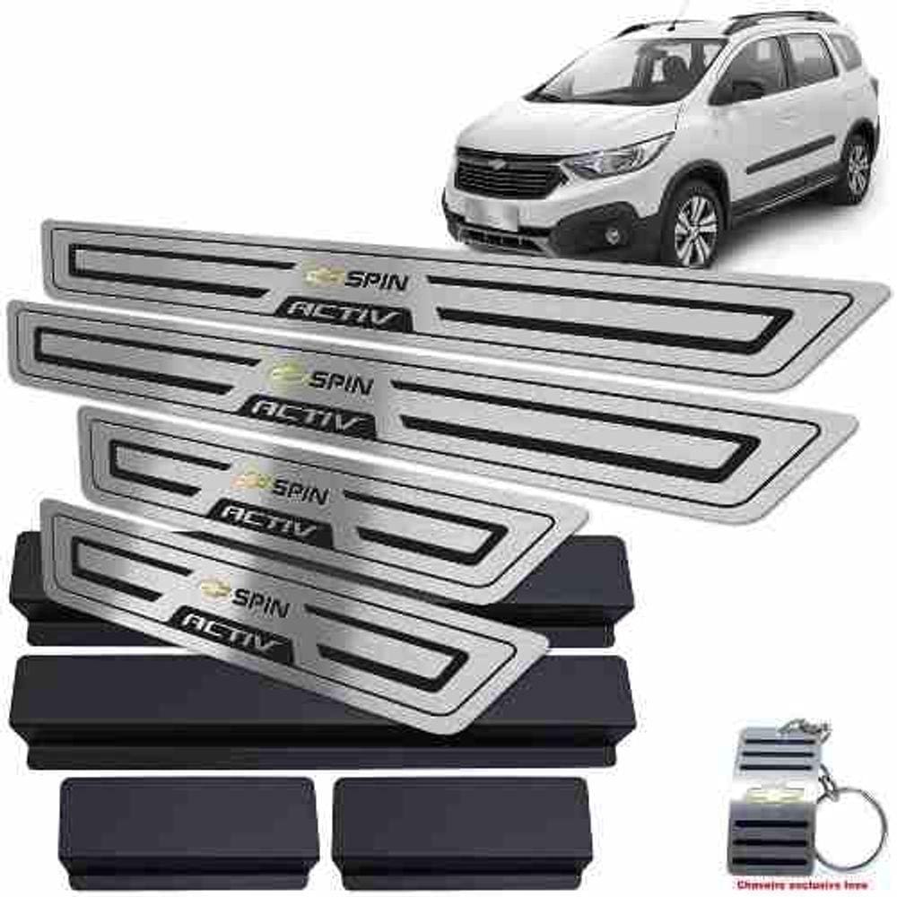 Soleiras Chevrolet Spin Activ Com Vinil Preto Baixo Relevo