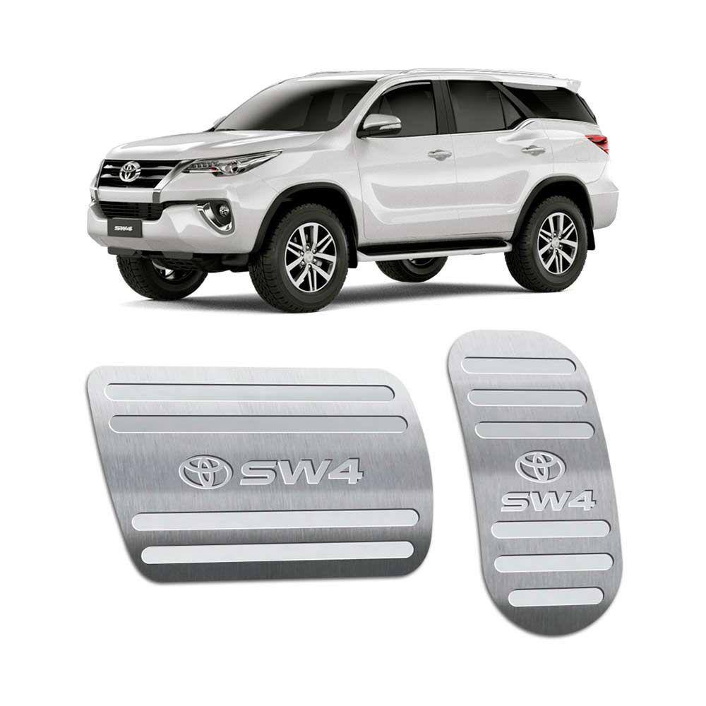 Pedaleiras Toyota Hilux Sw4 2016/2019 Em Aço Inox Prata