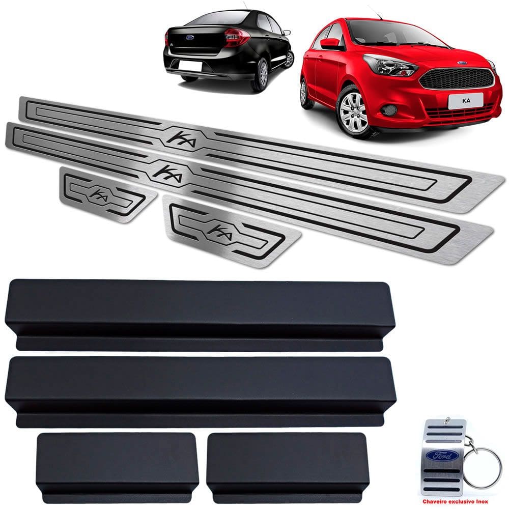 Soleiras Ford Ka 2014/2020 Com Vinil Preto