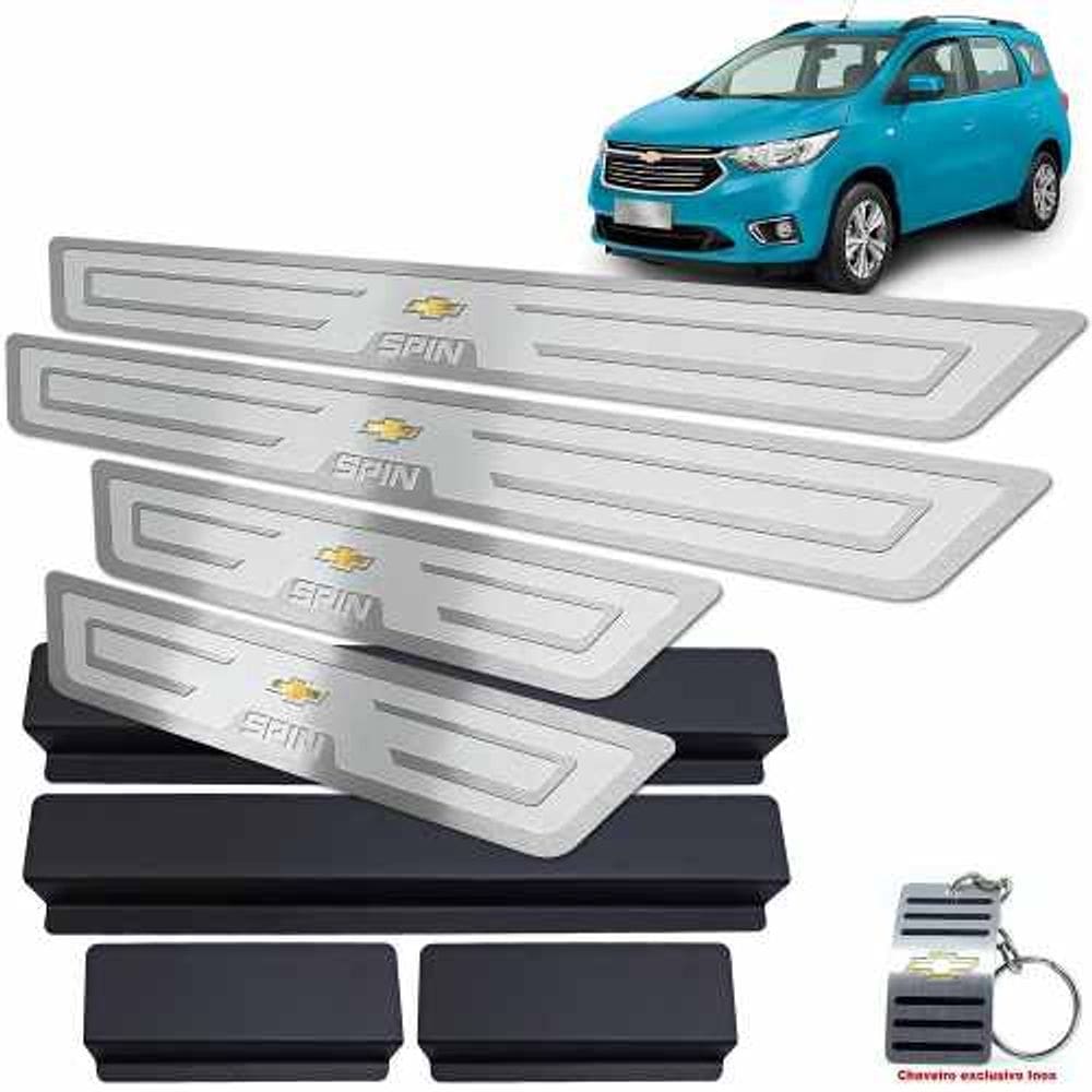 Soleiras Chevrolet Spin Com Vinil Prata Alto Relevo