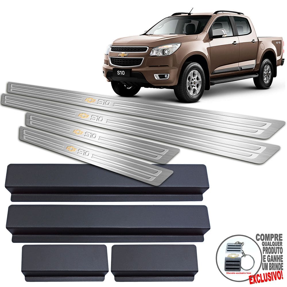 Soleiras Com Vinil Chevrolet S10 2012 / 2016 Prata
