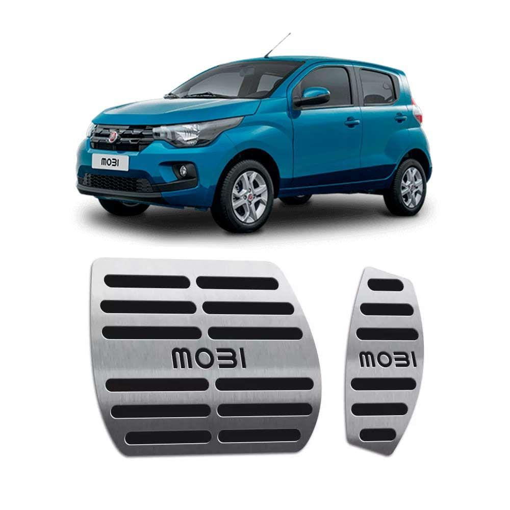 Pedaleira Automático Mobi 2017/2019 Em Aço Inox Preto