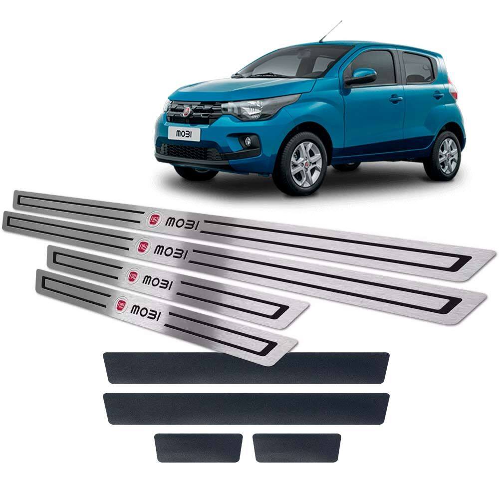 Soleiras Em Aço Inox Mobi 2017/2019 Com Vinil Preto