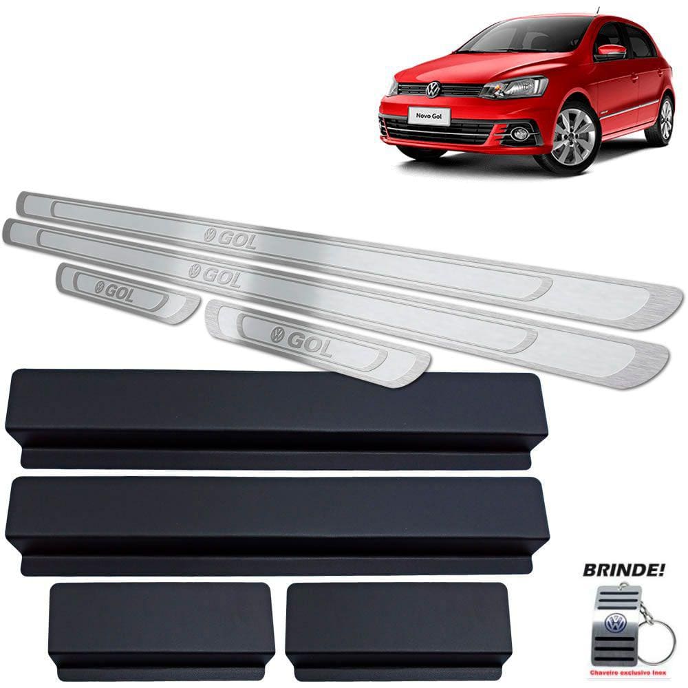 Soleiras Aço Inox Prata Alto Relevo Gol G6 G7 2012 A 2020